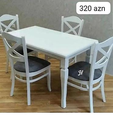 Mətbəx üçün, Yeni, Açılmayan, Dördbucaq masa, 4 stul