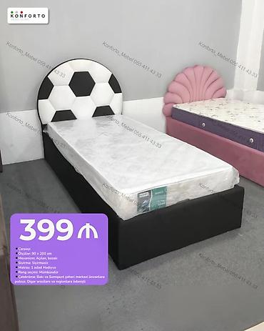 Mebel: Futbol topu dizaynlı uşaq/yeni yetmə çarpayısı - Ölçü: 90 × 200 sm - — 1