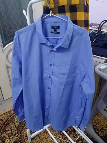 рубашки из льна: Рубашка 3XL (EU 46), 4XL (EU 48), цвет - Синий