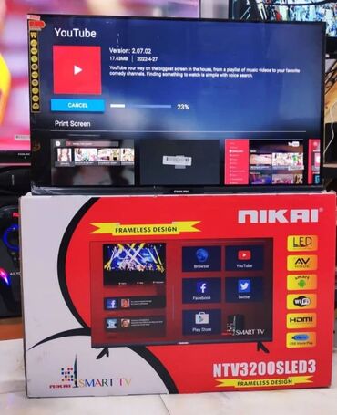 tv kabel: Yeni Televizor Nikai 32" HD (1366x768), Ödənişli çatdırılma