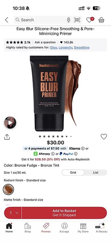 Huda Beauty Easy Blur Primer – silikonsuz, hamarlayıcı və məsamə lalafo.az -da Huda Beauty Easy Blur Primer – silikonsuz, hamarlayıcı və məsamə