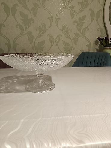 Süfrə aksesuarları: Şüşə ayaqlı meyvə/gülqabı - Material: şəffaf şüşə - Dizayn: kəsim — 1