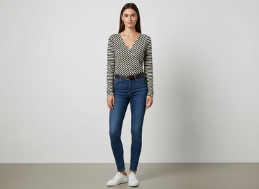 bluzki w paski pull and bear: Women's blouse, size L