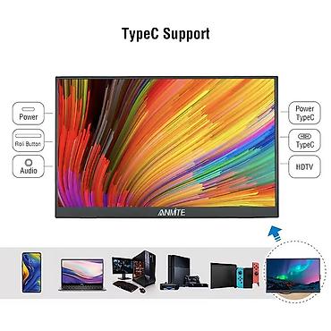 monitor stand: ANMITE 15.6" portativ monitor - Ekran: 15.6 düym, IPS panel - Həll — 7