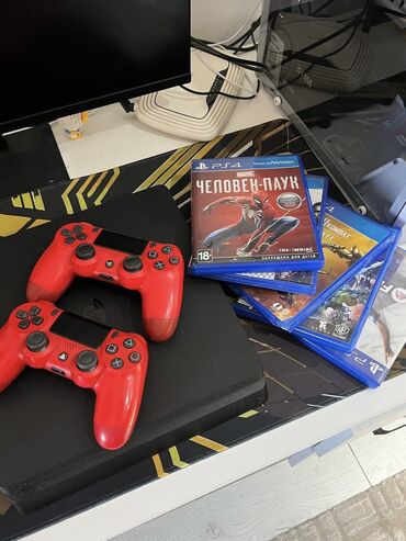 джойстики usb bluetooth: Play Station 4 Slim 500 гб 5 игр в комплекте: Mortal Kombat 11 UFC 4