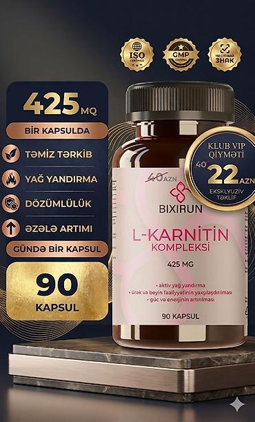 qəhvəyi botinkalar: BIXIRUN L-Karnitin Kompleksi – 425 mg Məhsul xüsusiyyətləri: - Hər — 1