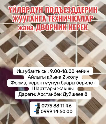 работа для девушек с ежедневной оплатой: Талап кылынат Тазалоочу