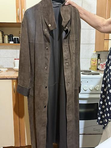 замшевый плащ: Длинное женское пальто LEVINSON Fur & Leather. - Материал — 1