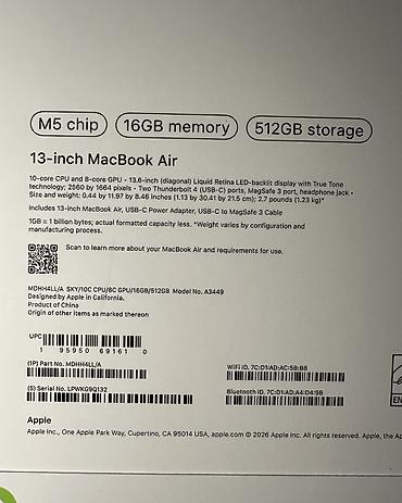 macbook м2: Ультрабук, Новый, ОЗУ, RAM: 16 ГБ, В рассрочку — 3