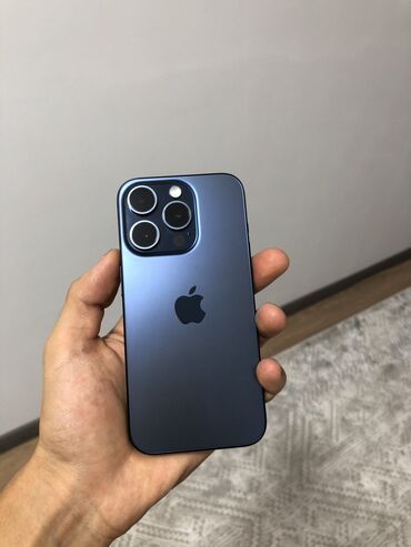 айфон 15 про бишкек: IPhone 15 Pro, Колдонулган, 256 ГБ, Көк, Заряддоочу түзүлүш, Коргоочу айнек, Каптама, 100 %