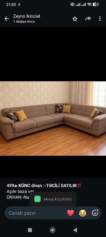 *499₼ KÜNC divan :-TƏCİLİ SATILIR*‼️ Açılır baza var ÜNVAN:-Nargilə