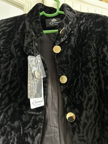велюровый пальто: Пальто, Классика, Бархат, Однобортная модель, 3XL (EU 46)