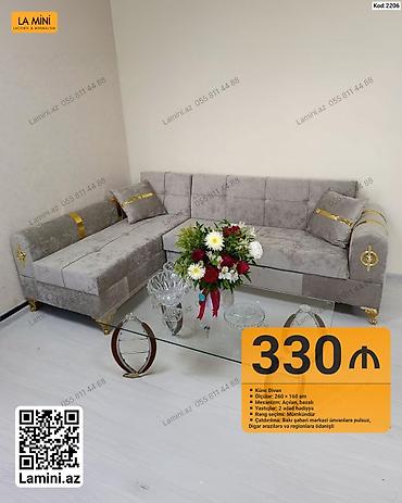 Mebel: Künc divan – Kod: 2206 - Ölçülər: 260 × 160 sm - Mexanizm: açılan — 1