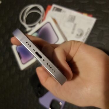 Уюлдук телефондор: IPhone 14, Колдонулган, 128 ГБ, Deep Purple, Куту, 82 %