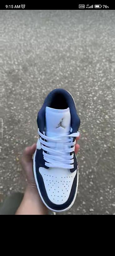 ecco 37 38: Кроссовки Nike Air Jordan 1 Low - Цвет: темно‑синий/белый с серым — 1