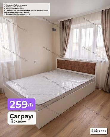 Ev və bağ: Çarpayı – 160×200 sm – Mexanizm: açılmayan, bazasız – Matras: 1 ədəd — 1