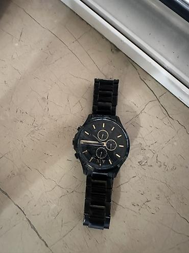 apple saat: Armani Exchange (A|X) kişi qol saatı – qara rəngli, metal qolbaqlı — 1