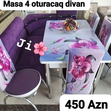 Taburetlər: 🇹🇷Turkiye istehsali. Metbex masa desti Masa 4 oturacaq divan Masa
