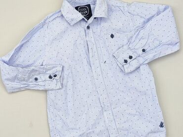 koszula biała chłopięca: Koszula 7 lat, stan - Bardzo dobry, wzór - W paski, kolor - Błękitny