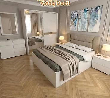 Yataq Dəsti - Müasir minimal dizayn: ağ rəngli mebel və neytral