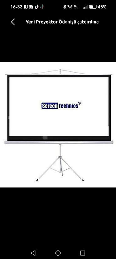 technics: Proyektor ekranı – portativ üçayaqlı və divara montaj olunan modellər — 3