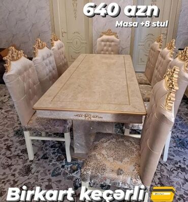 Qonaq otağı üçün, Yeni, Açılmayan, Dördbucaq masa, 6 stul, Azərbaycan