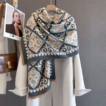 Шарфы, палантины: Кашемир с этно-орнаментам - Большой теплый палантин/шарф с — 1