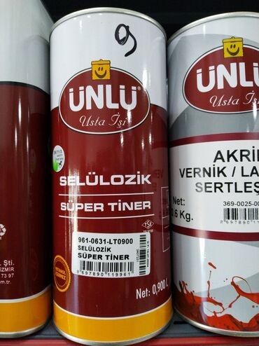 usta qapi: Ünlü Usta İşi selülozik super tiner, 0.9 litr həcmində metal qabda
