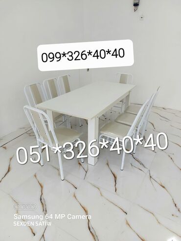 Masa və oturacaq dəstləri: Qonaq otağı üçün, Yeni, Dördbucaq masa, 4 stul — 14