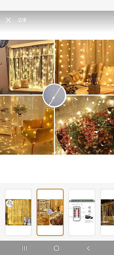 led лента: LED Mis Tel Pərdə İşıqları – 3x3 m, İsti Ağ Məhsul təsviri: - Ölçü: 3 — 8