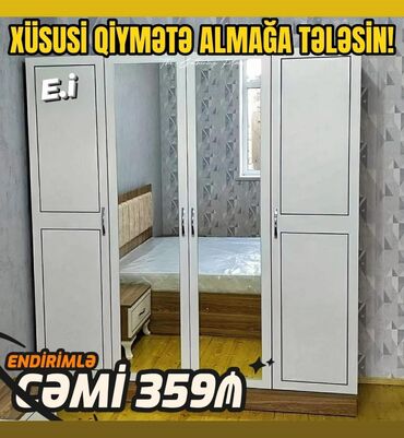 kreditlə mebellər: *4 qapılı dolab 359AZN💥* ✔️Rəng seçimi var *Şəhər daxili Çatdırılma