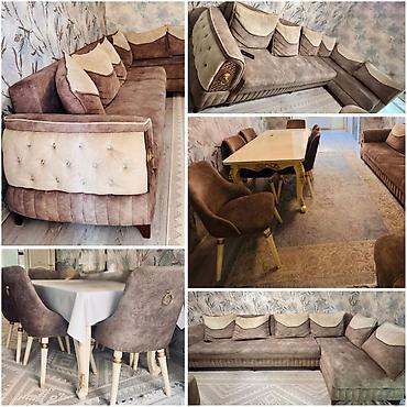 Kunc divan 3x1.50 ve acilan masa desti 6 stulla.qiymet dest 800