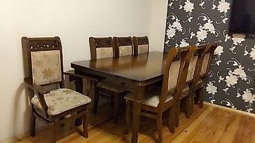 ikea stol: Qonaq otağı üçün, İşlənmiş, Açılan, Dördbucaq masa, 8 stul — 1