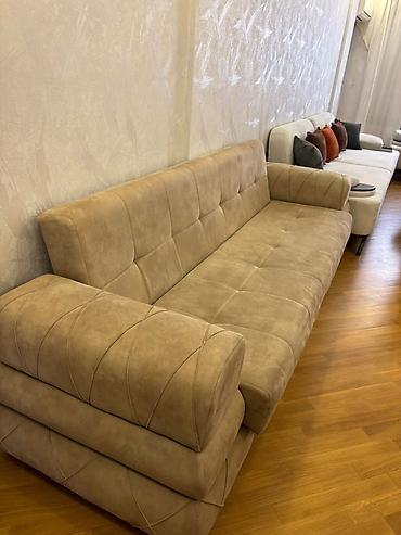 Диваны: Bej rəngli çevrilə bilən divan - Müasir minimalist dizayn, düzbucaqlı — 2