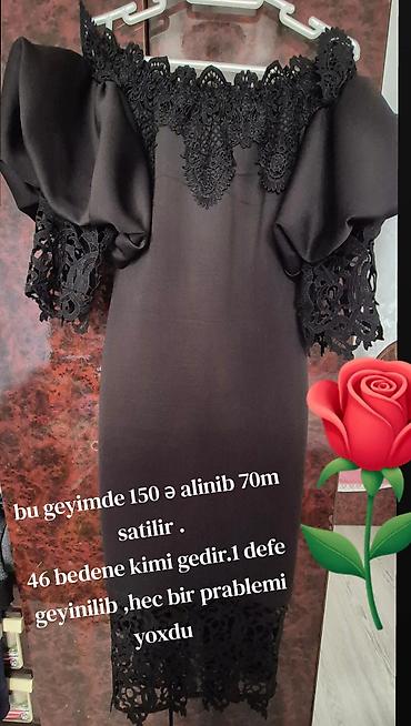 Qadın geyimləri: Qara rəngdə zərif ziyafət paltarı - Model: çiyinlər açıq, üzəri — 1