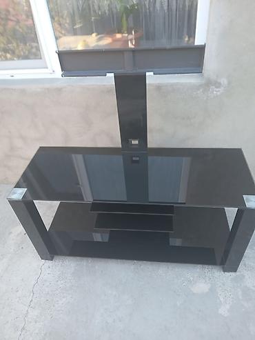 divan ustu: Qara şüşə TV stendi və konsol - Material: qalın temperli qara şüşə və — 1