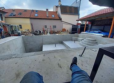 Građevinarstvo i rekonstrukcija: Izrada BAZENA: – Široki mašinski iskop – Ravnanje poda i stranica – — 7