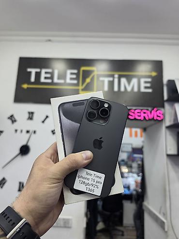 dubay iphoneler: IPhone 15 Pro, 128 GB, Qara, Zəmanət, Simsiz şarj, Face ID — 1