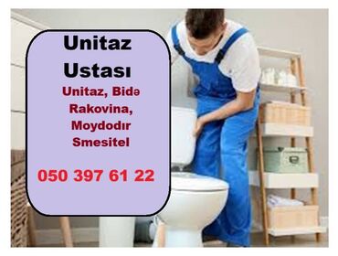 Moydadırlar: Unitaz, Çanaq Ustası. Vanna, Rakovina, Moydodır, Bidə Quraşdırma