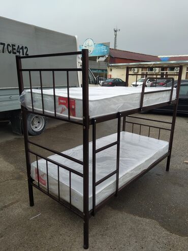 İkimərtəbəli uşaq çarpayıları: Oğlan və qız üçün, Çarpayı, Matrassız, Siyirməsiz, Dəmir — 2