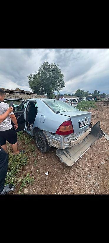 ось: Toyota Corolla E120 2006 голубой. Автомобиль после сильного — 2