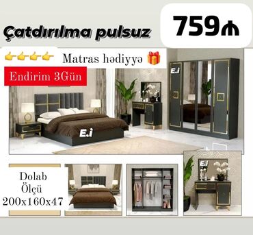 Masa və oturacaq dəstləri: *Yataq dəsti Endirim ✨759Azn💥* ✔️Rəng seçimi var ✔️ *Şəhər daxili