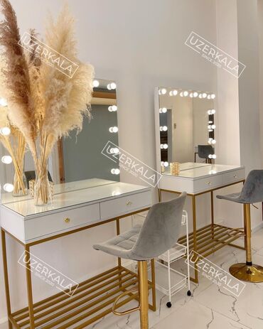 зеркало салонное: Визажный стол Зеркало с подсветкой Зеркало с лампочками Лофт Мебель