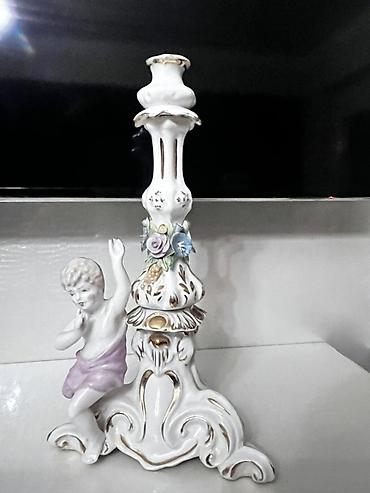 şamdanlar: Porcelan şamdan – fiqurlu, dekorativ - Material: parlaq glazurlu — 1