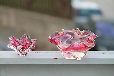 Ostali kućni dekor: Murano, ručno duvano RUŽIČASTI KRISTAL pepeljara 210gr. Murano — 6