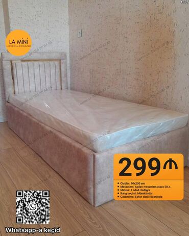 Masa və oturacaq dəstləri: Təknəfərlik çarpayı, Bazasız, Matras ilə