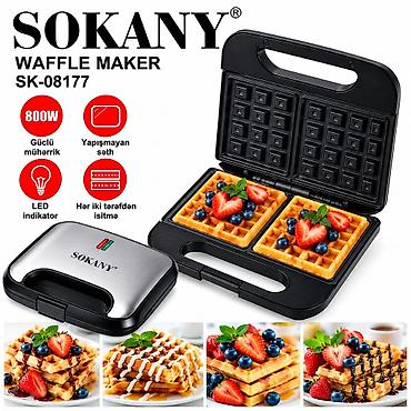 SOKANY Waffle Maker SK-08177 - Güc: 800W – sürətli və bərabər bişirmə
