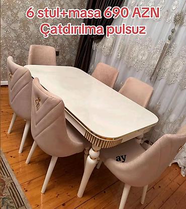 6 stul + masa dəsti - Komplekt: 1 ədəd yemək masası və 6 ədəd stul - lalafo.az -da 6 stul + masa dəsti - Komplekt: 1 ədəd yemək masası və 6 ədəd stul -