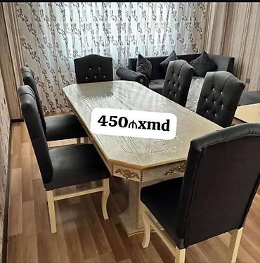 sederek stol stul: Yemək otağı dəsti - Dəst: 1 yemək masası + 6 stul - Masa: düzbucaqlı — 1