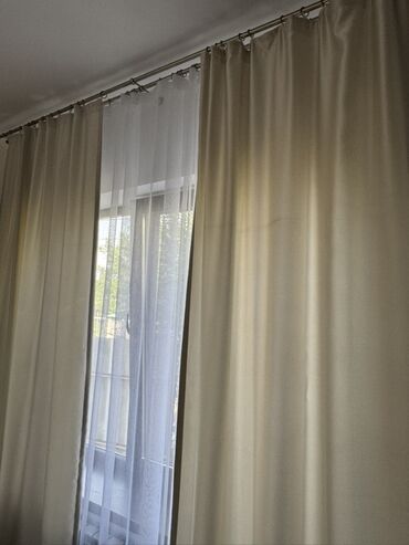шторы для гостинной: Шторалар комплекти, Атлас, Комплектте тюлу бар, Даяр буюм, Жаңы, Конок бөлмөсү үчун